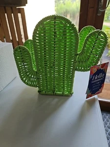 Green CACTUS Resin Wicker Napkin Holder from Ciroa Home BNWT - Picture 1 of 1