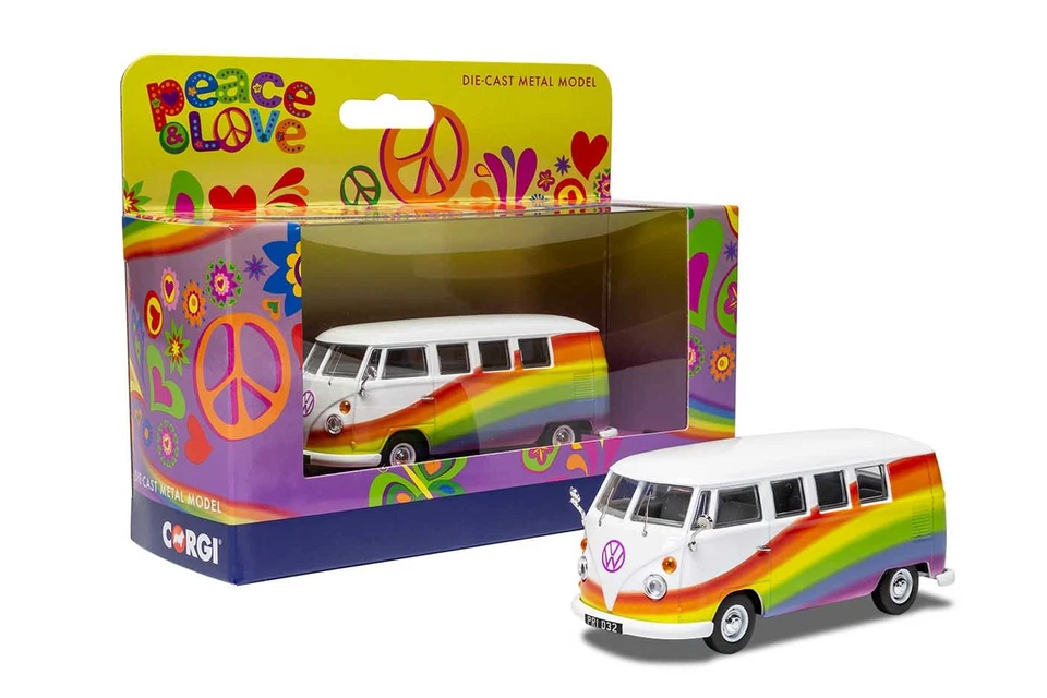 1/43 CORGI - VOLKSWAGEN - T1 MINIBUS PEACE & LOVE RAINBOWS 1961 CC02739