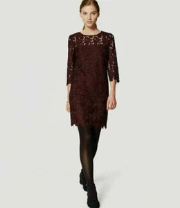 NWT Ann Taylor LOFT Deep Burgundy Lace overlay women's formal Dress 0 - Picture 1 of 3