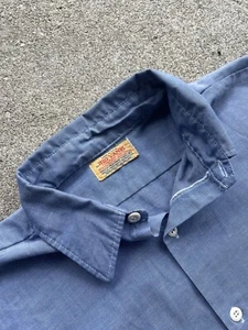 Big Yank Vintage Chambray XL Poly Cotton Button Up Work Shirt Blue Selvedge - Picture 1 of 6