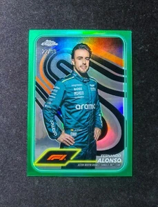 2024 Topps Chrome Formula 1 F1 Fernando Alonso #11 Green Refractor 22/99 - Picture 1 of 6