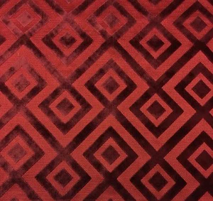 LEE JOFA FIORENTINA VELVET RED GEOMETRIC HIGH END FURNITURE FABRIC 2.5 YARD 51"W - Picture 1 of 5