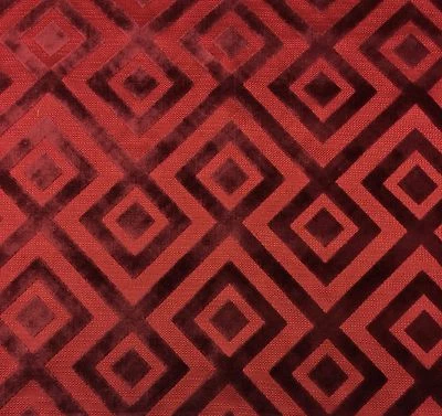 LEE JOFA FIORENTINA VELVET RED GEOMETRIC HIGH END FURNITURE FABRIC 2.5 YARD 51"W - Image 1 of 4