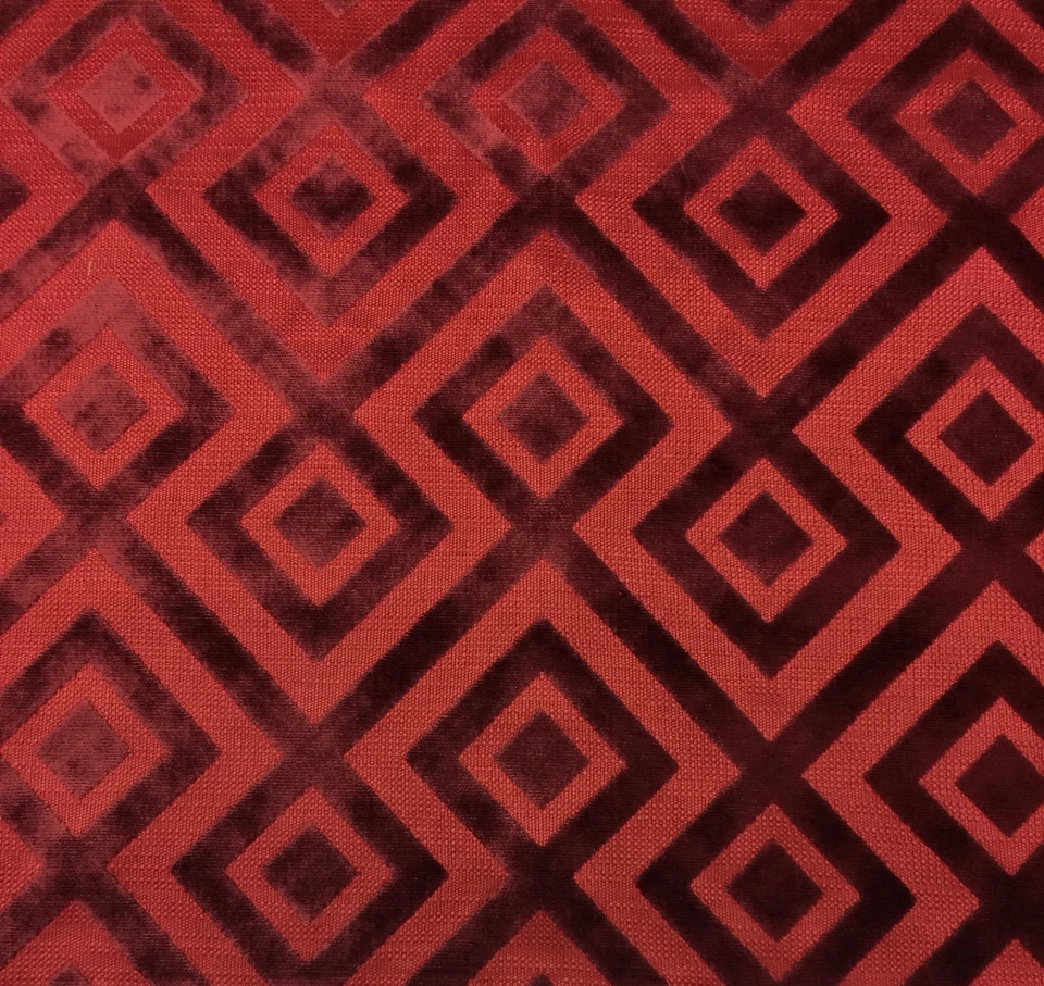 Lee Jofa FIORENTINA Velvet Red Geometric High End Furniture Fabric BTY 51"w