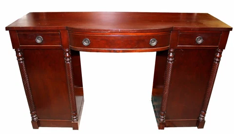 Vintage Cherry Grand Rapids Guild Certified Three Drawer Sideboard Buffet Cover
