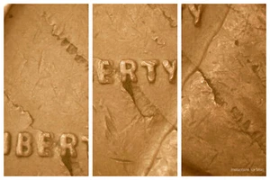 1941 P With Nice Lamination Peels on Obverse Lincoln Wheat Penny Cent Error#6 - Picture 1 of 6