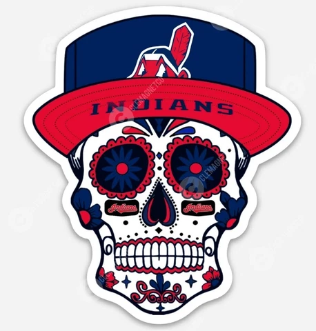 Cleveland Indians Sugar Skull MAGNET - MLB Guardians CLE Wahoo Premium Vinyl Cover