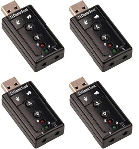 4X USB 2.0 External 7.1 Channel Virtual Stereo 3.5mm Audio Sound Card Adapter - Picture 1 of 6