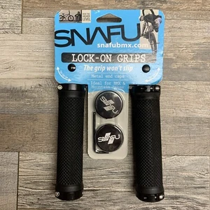 Snafu Brand Lock On Grips for BMX and Mountain Bikes Black - FAST FREE SHIPPING - Picture 1 of 2