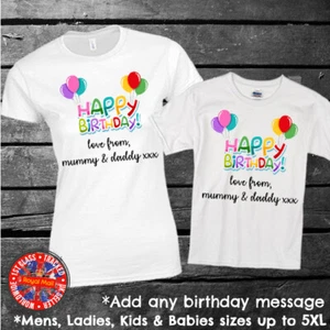 Happy Birthday Personalised T-shirt Gift Mens Ladies Girls Boys Kids All sizes - Picture 1 of 1