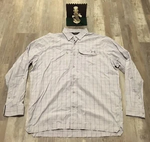 Under Armour Fishing Shirt Men’s Large XL Light Gray Heatgear Mesh Lined Outdoor - Picture 1 of 5