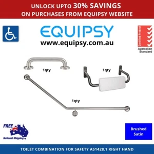 Toilet Safety Combination Combo Right Hand 40 Degree Grab Rail Disabled AS1428.1 - Picture 1 of 4