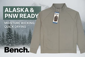 NWT Bench Polar Fleece Jacket Men’s L Heather Gray Full Zip PNW Alaska 1856552 - Picture 1 of 20