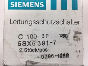 SIEMENS 5SX6391-7 Leitungsschutzschalter 3-polig 100A 5SX63 C100 440vac 60vdc - Bild 1 von 9