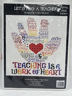 Let's Hug a Teacher by Imaginating cross stitch Kit 3104K Teacher New Sealed - Image 1 of 3