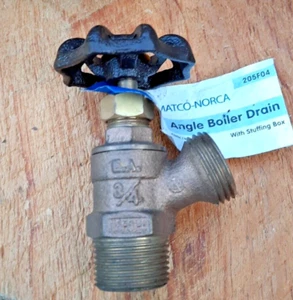 Matco-Norca Brass 205F04 Angle Drain Valve 3/4" ANSI/NSF 61-8 UPC Tag NOS - Picture 1 of 8