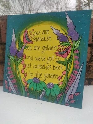 Pintura lírica de canción de Joni Mitchell Woodstock en panel de madera de 10 x 10 x 1/4" Foto 1 de 4