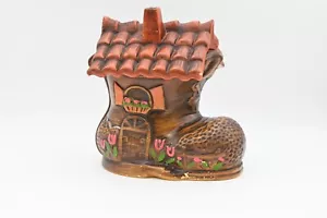 Biscottiera ceramica vintage California Pottery Little Old Lady che viveva in una scarpa - Foto 1 di 10