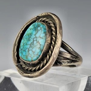 Vintage Navajo Spinnennetz Türkis Sterlingsilber Ring Größe 7 - Bild 1 von 3
