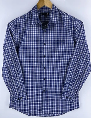 New JF J.Ferrar Mens Blue White Slim Fit Long Sleeve Button Up Shirt XL - Image 1 of 4
