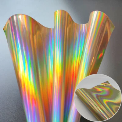 Holographic Laser Mirrored Vinyl Faux PU Leather Bag Dress Fabric Craft Cloth - Image 1 of 4
