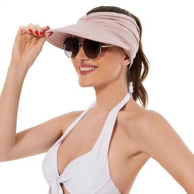 Zando Womens Sun Visor Hat Wide Brim Hats for Women UV One Size, Pink  - Image 1 of 4