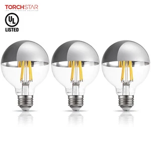 7W Dimmable G25 Half Chrome LED Light Bulb, UL Listed Filament Vintage Light - Picture 1 of 9