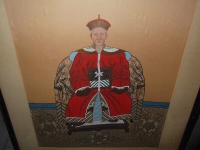 Retrato ancestral chino antiguo raro Foto 1 de 2