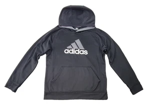 Adidas Youth Pullover Hoodie Size L (14-16) Black Hooded Climawarm Fleece Lined - Picture 1 of 8