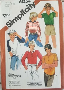 Simplicity 6054 Vintage Sewing Pattern Boys Stretch Knit Tops Size 7 8 10 Uncut - Picture 1 of 2