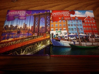 2X New 500 PC & 350 PC  Puzzlebug Deluxe Jigsaw Puzzles Lot Free Shipping - Image 1 of 2
