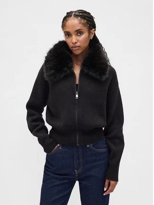 Nuevo suéter cárdigan GAP CashSoft cuello de piel sintética cremallera Foto 1 de 4