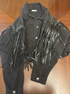 Chaqueta Denim Forever 21 Flecos Talla XL Edgy Rocker Grunge Chic Western Foto 1 de 2