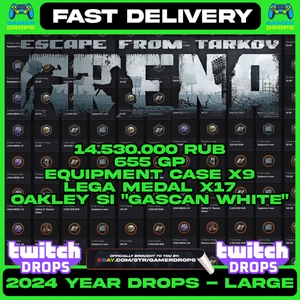 ESCAPE FROM TARKOV ARENA TWITCH DROPS -2024, 14.5M RUB , 665GP, BOXES + MORE - Picture 1 of 1