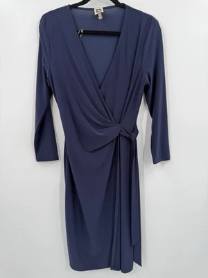 Ann Klein размер 10 надежном платье синий классический трикотажа 3/4 slv короткая карьера день и ночь - Изображение 1 из 4