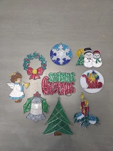Christmas Stained Glass Suncatcher Ornaments 9 Pieces - Picture 1 of 13