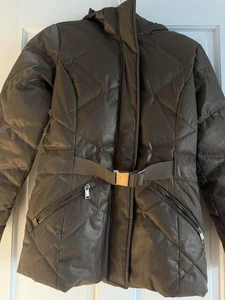 The North Face Women's Medium Brown Belted Goose Down 550 Parka Faux Fur Hood - Picture 1 of 16