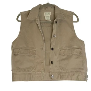 St John's Bay SJB Twill cotton Button Cargo Brown Grunge Vest Women’s Sz Medium - Picture 1 of 7