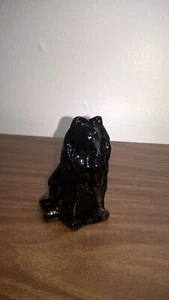 Mosser Fine Art Glass 3" Sitting Collie Dog Pet Figurine Black Amber Olive Smoke - Picture 1 of 20
