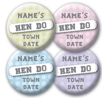 BONGO BADGES Hen Badge Vintage Style Personalised - mirror magnet wedding favour*5 for 4*(62)
