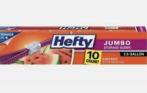 Hefty Slider Large/Jumbo Storage Bags 2.5 Gallon,10 Count -  SHIPS FAST !!!