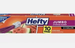 Hefty Slider Large/Jumbo Storage Bags 2.5 Gallon,10 Count - SHIPS FAST !!! - Picture 1 of 12