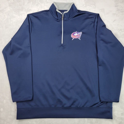 Columbus Blue Jackets Sweater Men XXL Hockey Team Mock Zip Pullover Fleece Adult Cover