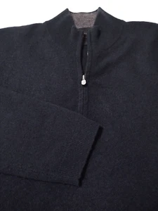 Maglione J. HILBURN 1/4 zip finto collo 100% cashmere (LT, lungo alto) verde scuro - Foto 1 di 5