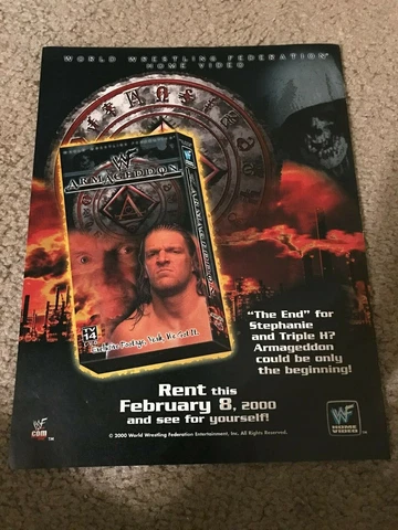 Vintage 1999 WWF ARMAGEDDON VHS Video Poster Print Ad TRIPLE H VINCE MCMAHON Cover