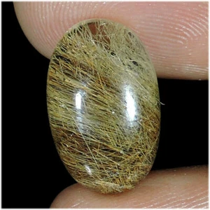 8.00 Carat Natural Copper Needles Rutile Quartz Oval Cabochon Loose Gemstone - Afbeelding 1 van 2