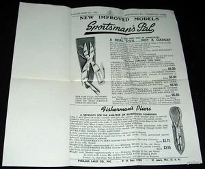 SPORTSMAN'S PAL 1954 ORIGINAL WERBUNG FLUGER FISCHERZANGE PYRAMIDE - Bild 1 von 1