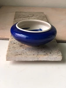 Vintage Cobalt Blue Studio Pottery Trinket Crackle / Drip Vase - Signed, 1995 - Picture 1 of 17