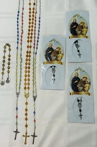 Lot 7 Rosaries St Peregrine St Pio St Anthony Lady Mt Carmel Catholic Prayer - Picture 1 of 12