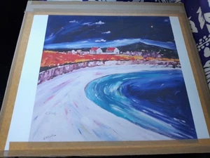 Scottish Beach Oil Painting Print by Charles Kelly 335x335 Mounted on board - Picture 1 of 6